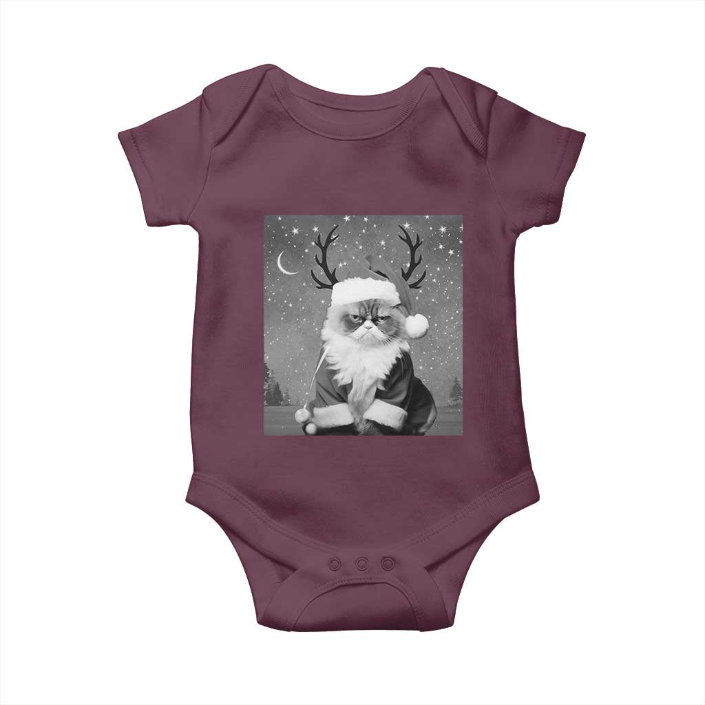 Funny Christmas Santa Grumpy Cat Baby Onesie