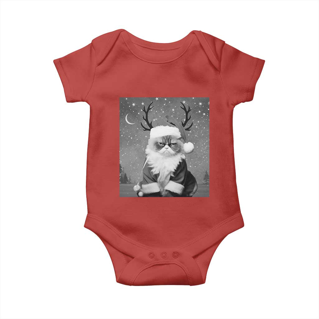 Funny Christmas Santa Grumpy Cat Baby Onesie