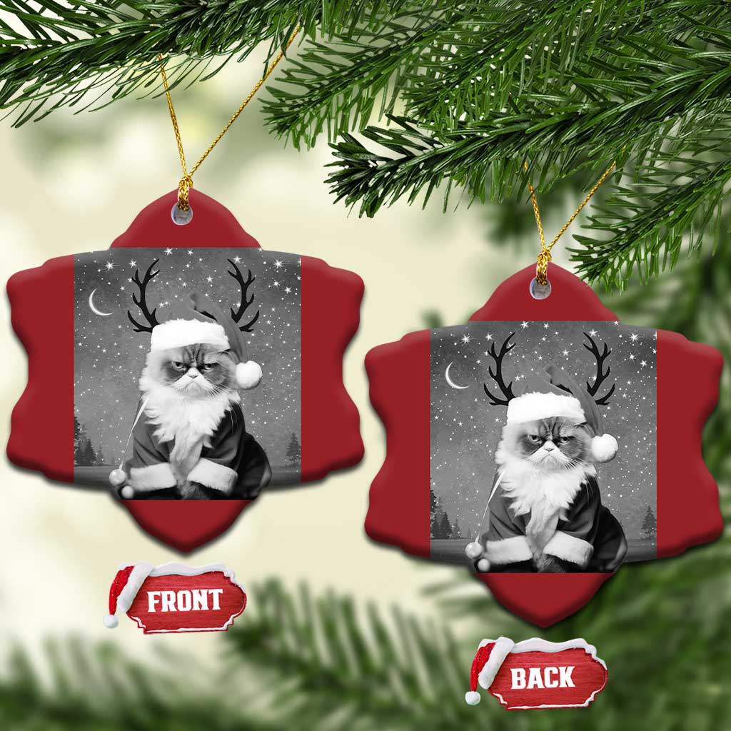 Funny Xmas Santa Grumpy Cat Christmas Ornament - Wonder Print Shop