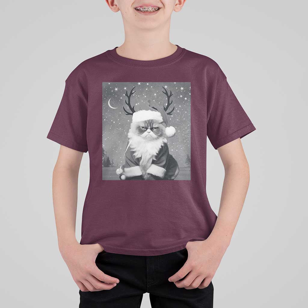 Funny Christmas Santa Grumpy Cat T Shirt For Kid - Wonder Print Shop