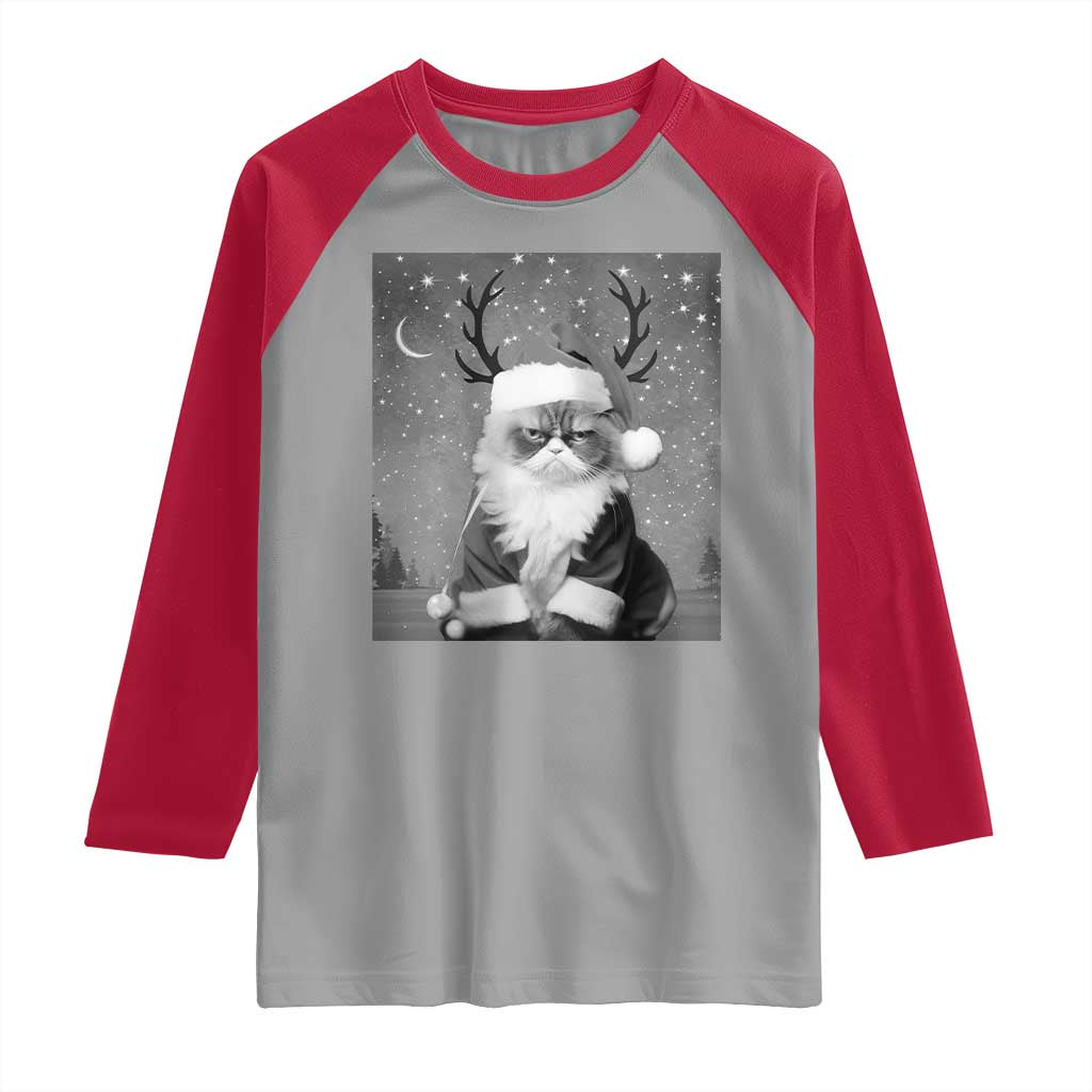 Funny Christmas Santa Grumpy Cat Raglan Shirt - Wonder Print Shop