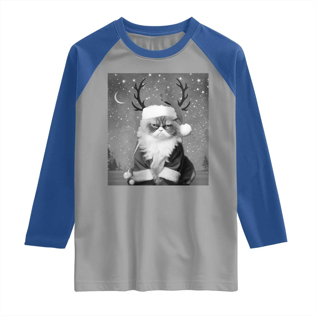 Funny Christmas Santa Grumpy Cat Raglan Shirt - Wonder Print Shop