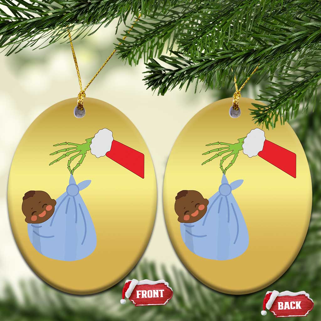 Funny NICU Labor Delivery Nurse Xmas Santa Black Baby Christmas Ornament - Wonder Print Shop