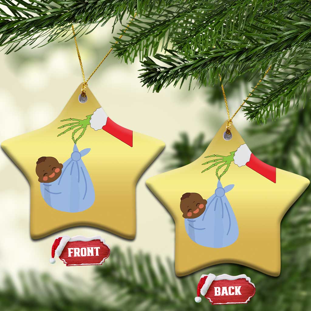 Funny NICU Labor Delivery Nurse Xmas Santa Black Baby Christmas Ornament - Wonder Print Shop