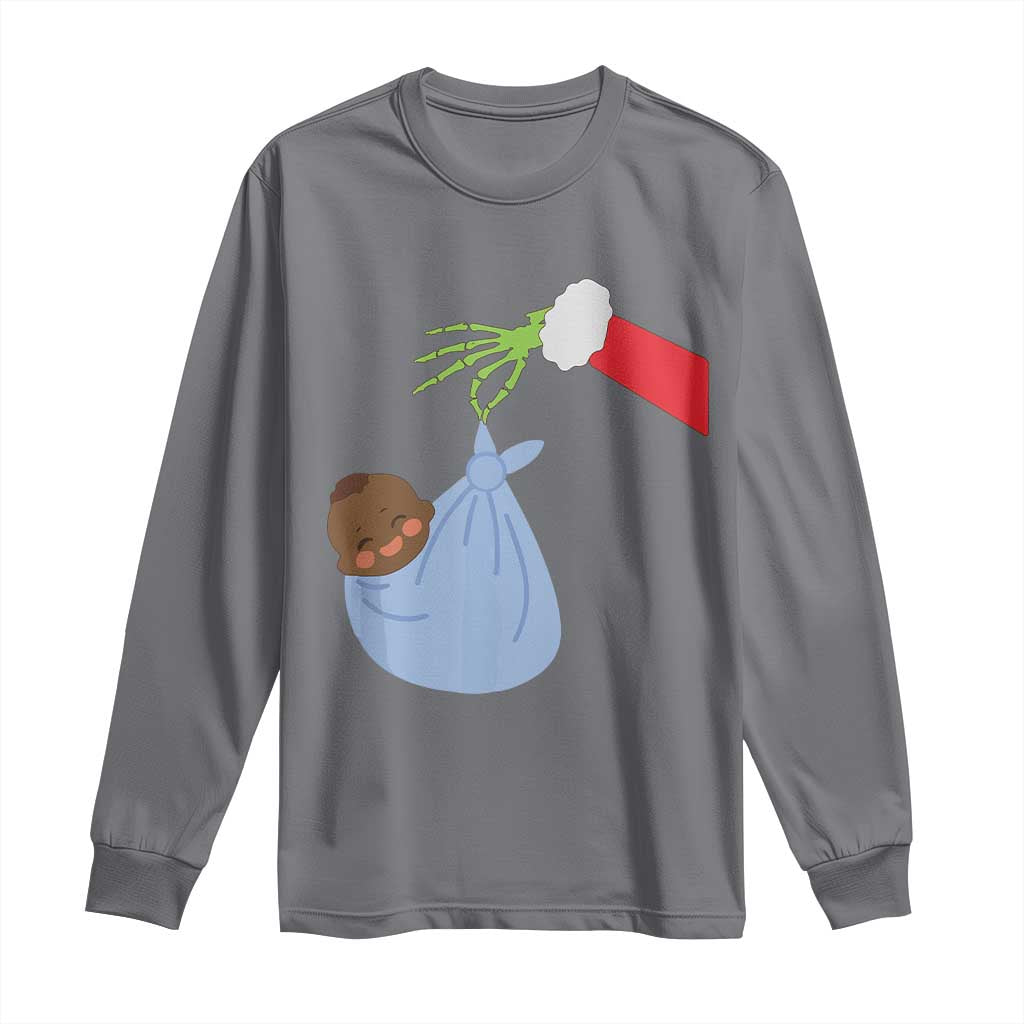 Funny NICU Labor Delivery Nurse Christmas Santa Black Baby Long Sleeve Shirt