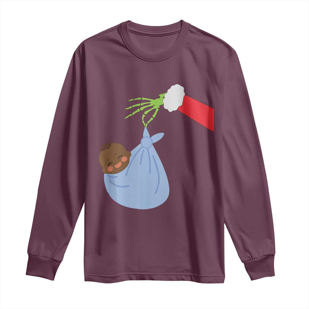 Funny NICU Labor Delivery Nurse Christmas Santa Black Baby Long Sleeve Shirt