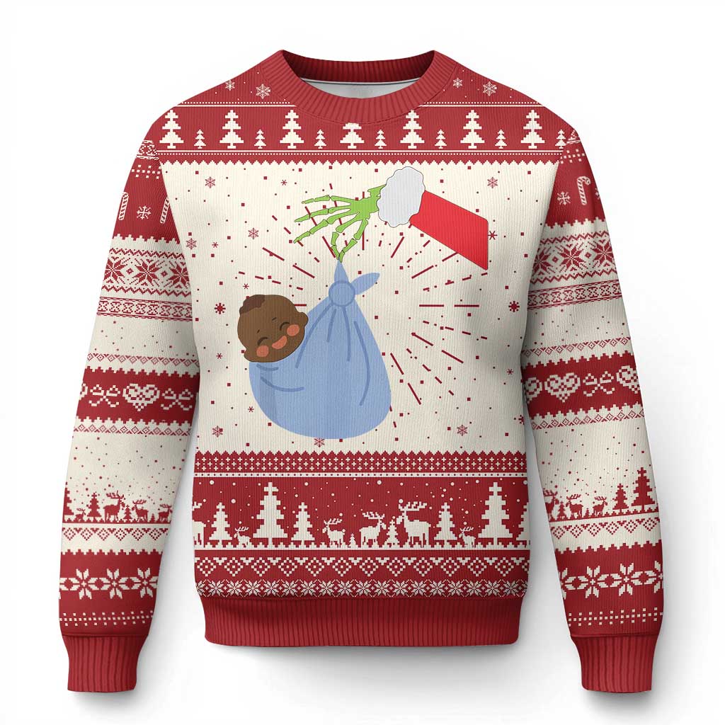 Funny NICU Labor Delivery Nurse Xmas Santa Black Baby Ugly Christmas Sweater - Wonder Print Shop