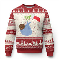 Funny NICU Labor Delivery Nurse Xmas Santa Black Baby Ugly Christmas Sweater - Wonder Print Shop