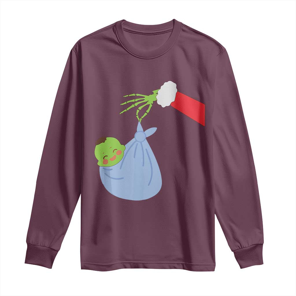 Funny NICU Labor Delivery Nurse Christmas Santa Green Baby Long Sleeve Shirt