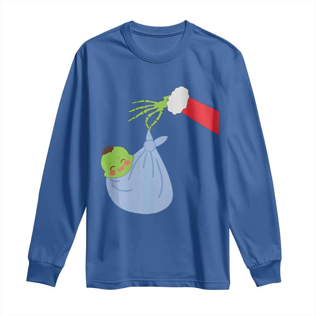 Funny NICU Labor Delivery Nurse Christmas Santa Green Baby Long Sleeve Shirt