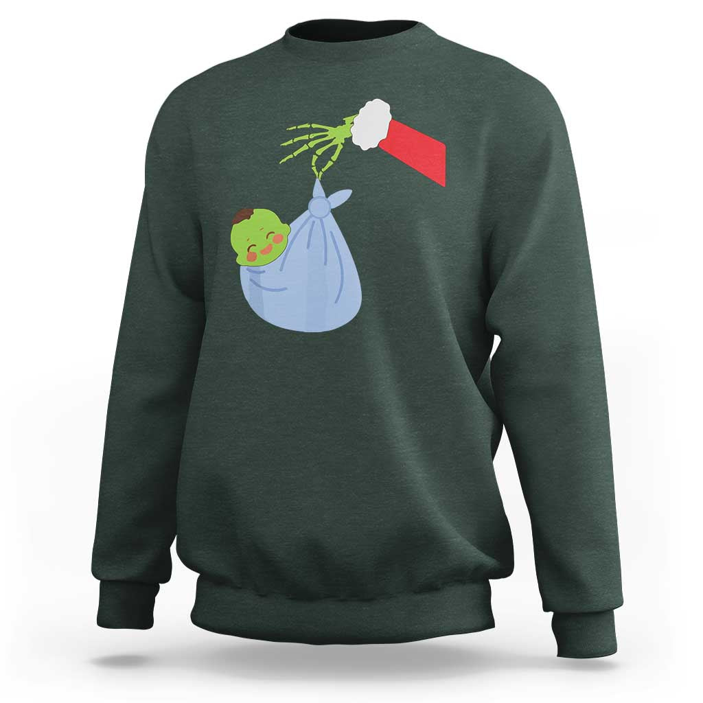 Funny NICU Labor Delivery Nurse Christmas Santa Green Baby Sweatshirt - Wonder Print Shop