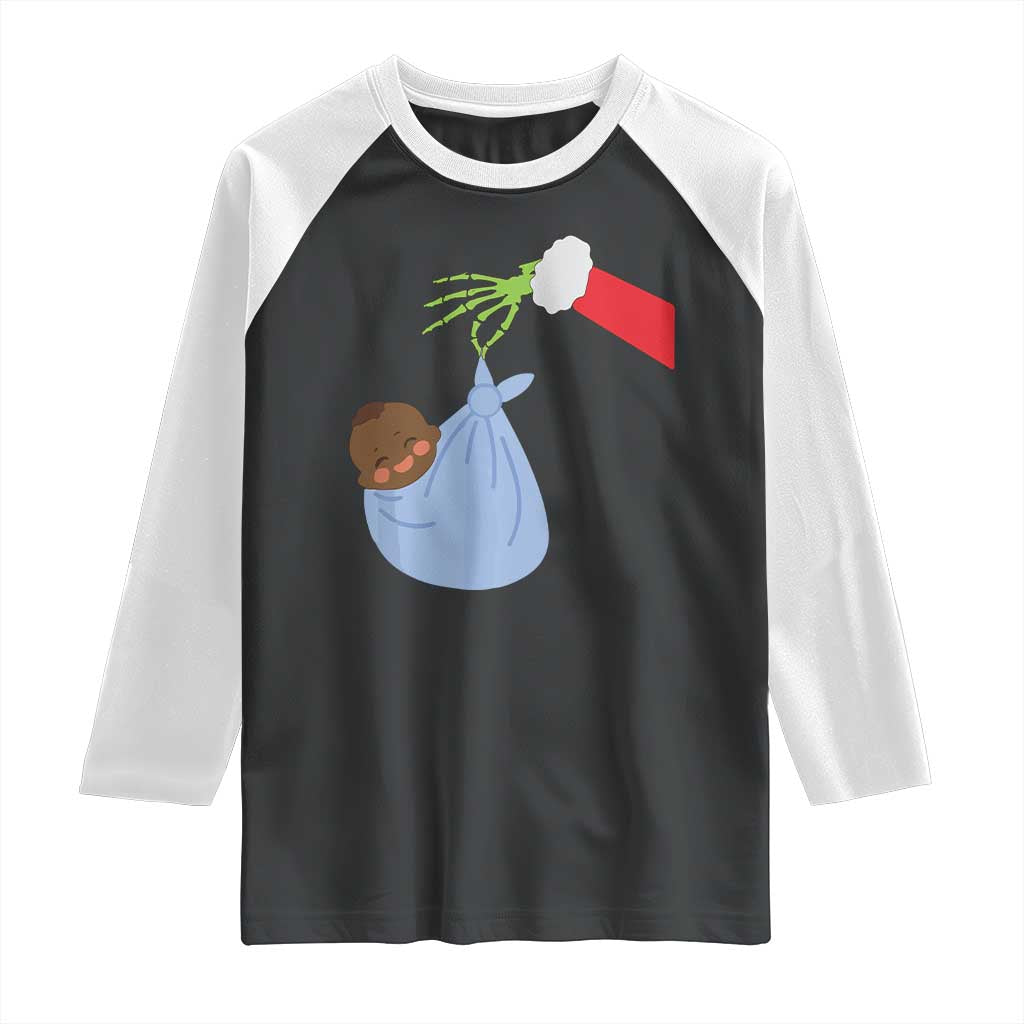 Funny NICU Labor Delivery Nurse Christmas Santa Black Baby Raglan Shirt - Wonder Print Shop