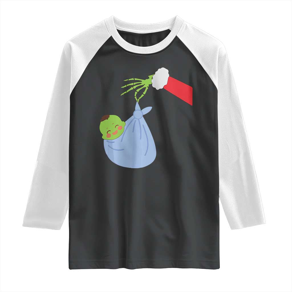 Funny NICU Labor Delivery Nurse Christmas Santa Green Baby Raglan Shirt - Wonder Print Shop