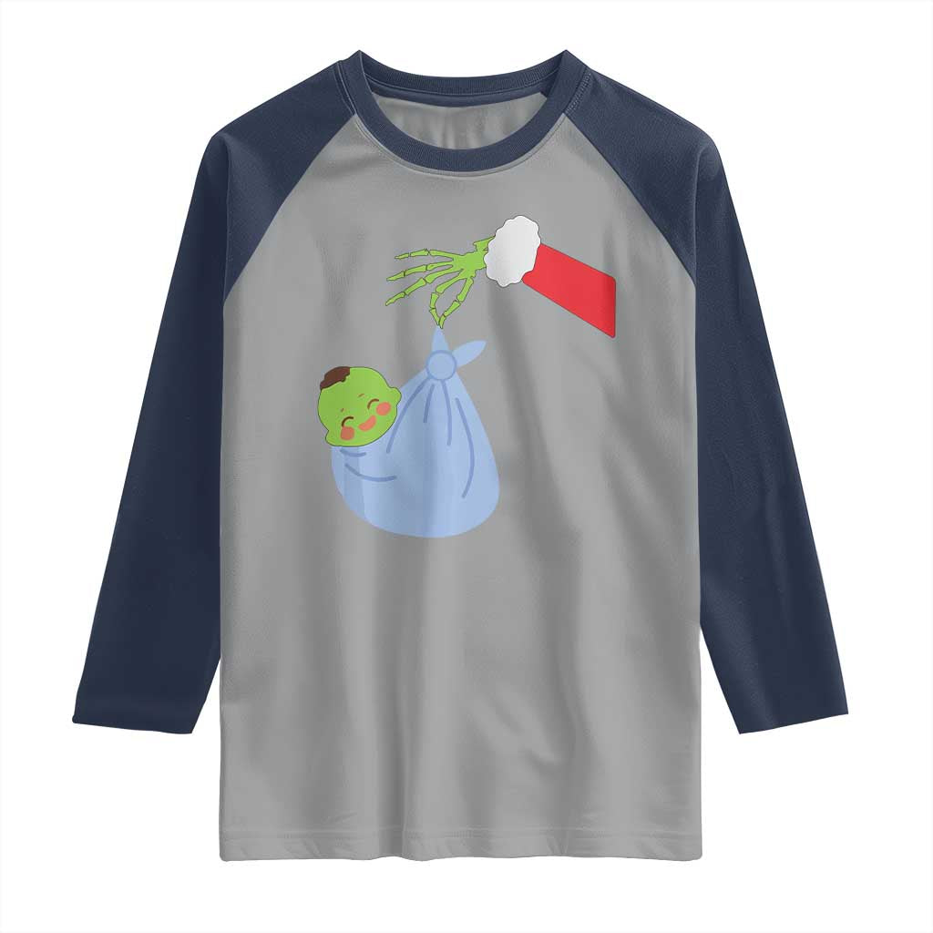 Funny NICU Labor Delivery Nurse Christmas Santa Green Baby Raglan Shirt - Wonder Print Shop