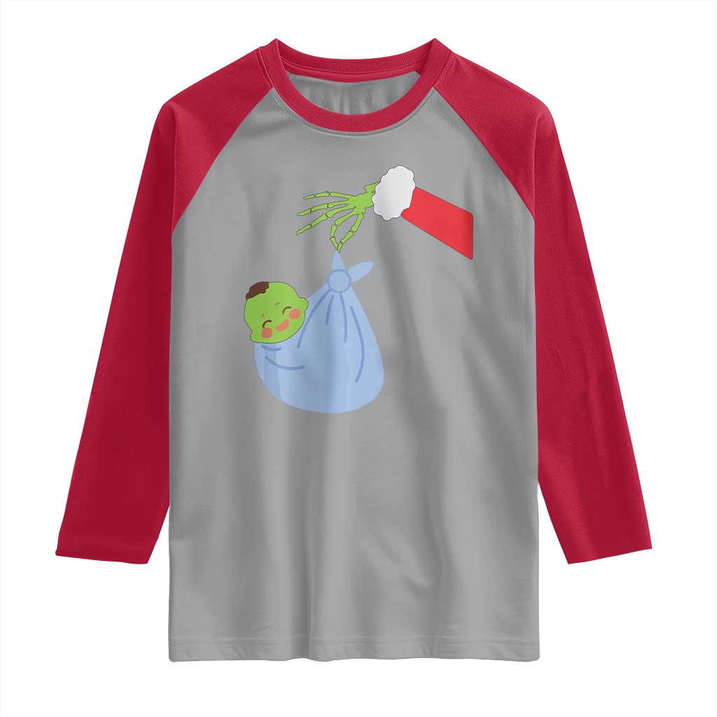 Funny NICU Labor Delivery Nurse Christmas Santa Green Baby Raglan Shirt - Wonder Print Shop