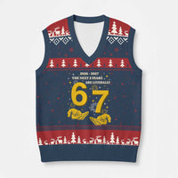 Funny 67 New Year V-Neck Knit Sweater Vest The Next Two Years Are Literally 2026 And 2027 Fireworks - Wonder Print Shop