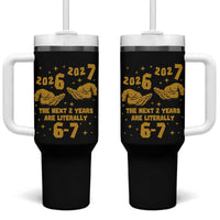 Funny 67 New Year Tumbler With Handle The Next Two Years Are Literally 2026 And 2027 Hand Gesture - Wonder Print Shop