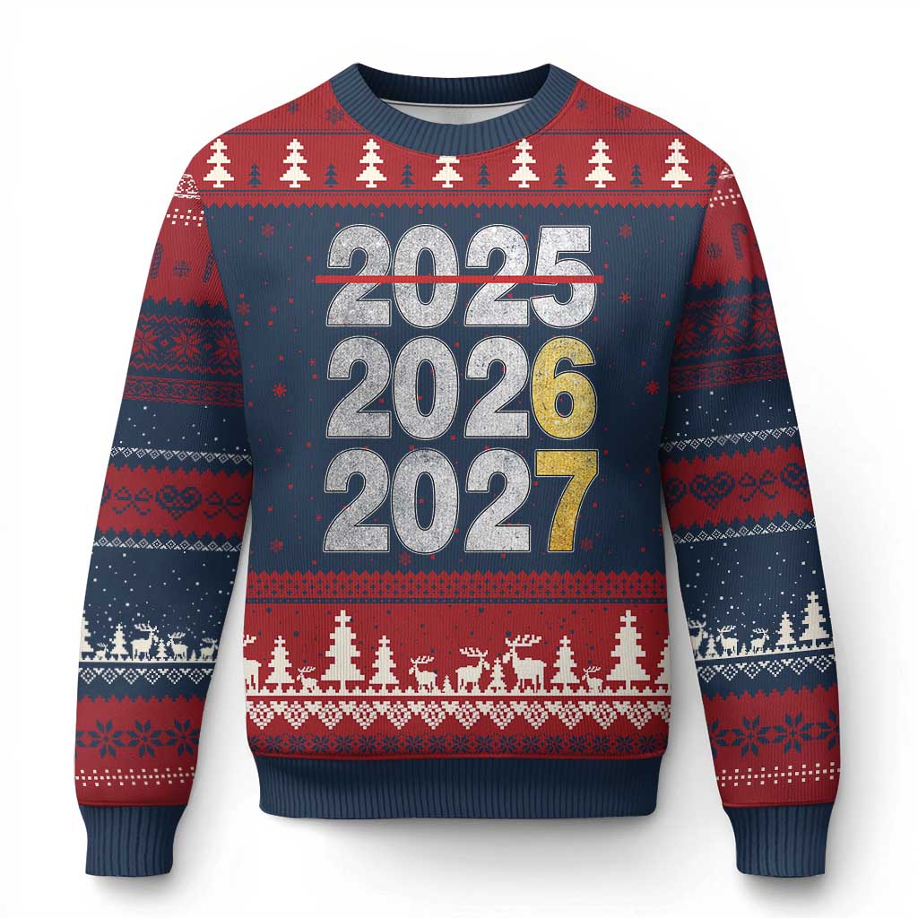 Funny 67 New Year Ugly Christmas Sweater Happy New Year 2026 2027 Six Seven Meme Faux Glitter Effect Printed - Wonder Print Shop