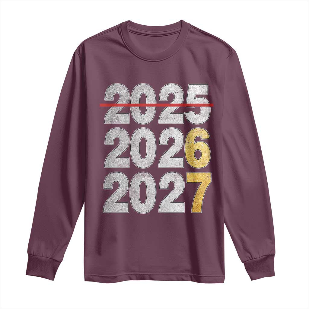 Funny 67 New Year Long Sleeve Shirt Happy New Year 2026 2027 Six Seven Meme Faux Glitter Effect Printed - Wonder Print Shop
