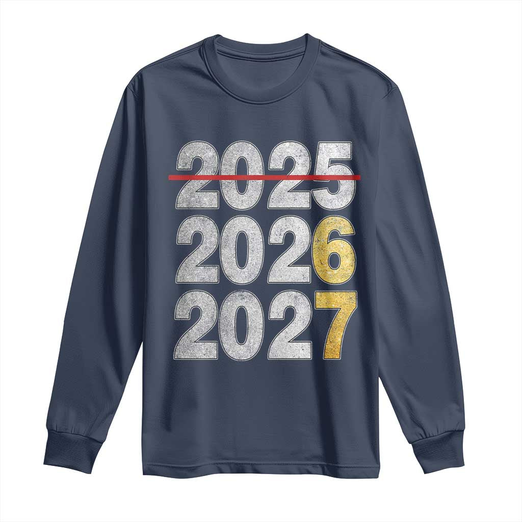Funny 67 New Year Long Sleeve Shirt Happy New Year 2026 2027 Six Seven Meme Faux Glitter Effect Printed - Wonder Print Shop