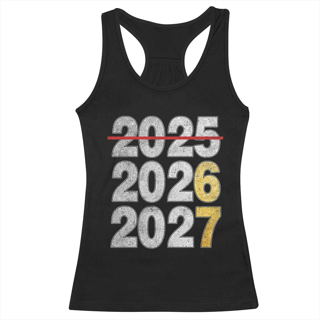 Funny 67 New Year Racerback Tank Top Happy New Year 2026 2027 Six Seven Meme Faux Glitter Effect Printed - Wonder Print Shop