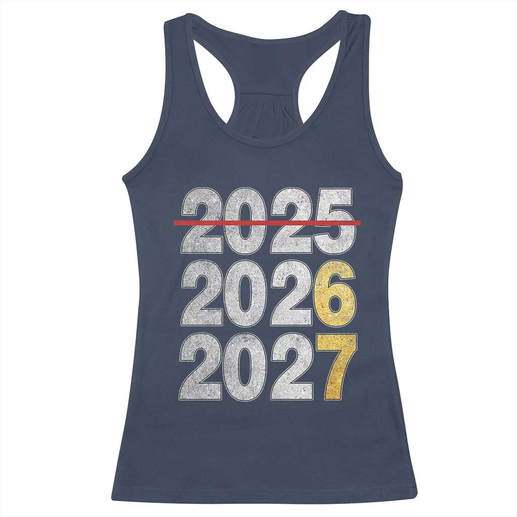 Funny 67 New Year Racerback Tank Top Happy New Year 2026 2027 Six Seven Meme Faux Glitter Effect Printed - Wonder Print Shop