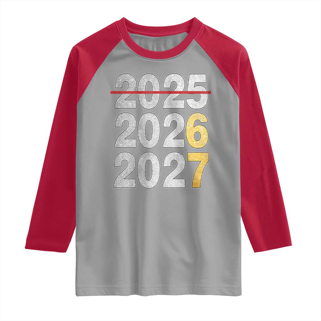 Funny 67 New Year Raglan Shirt Happy New Year 2026 2027 Six Seven Meme Faux Glitter Effect Printed - Wonder Print Shop