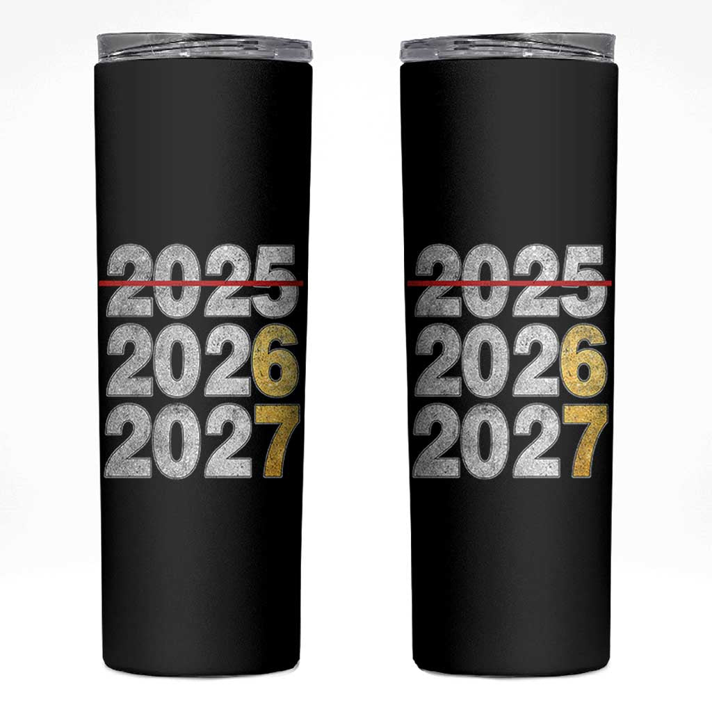 Funny 67 New Year Skinny Tumbler Happy New Year 2026 2027 Six Seven Meme Faux Glitter Effect Printed - Wonder Print Shop