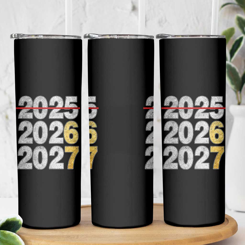 Funny 67 New Year Skinny Tumbler Happy New Year 2026 2027 Six Seven Meme Faux Glitter Effect Printed - Wonder Print Shop