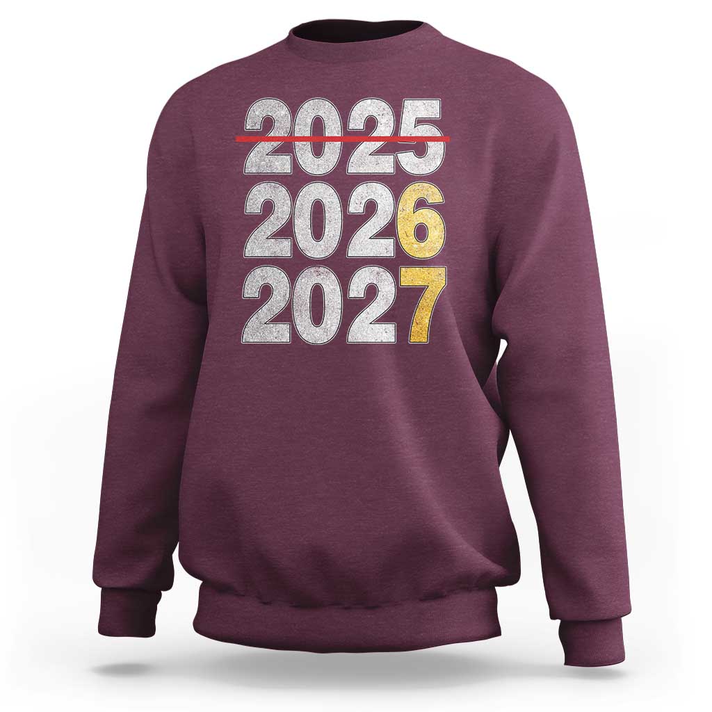Funny 67 New Year Sweatshirt Happy New Year 2026 2027 Six Seven Meme Faux Glitter Effect Printed - Wonder Print Shop