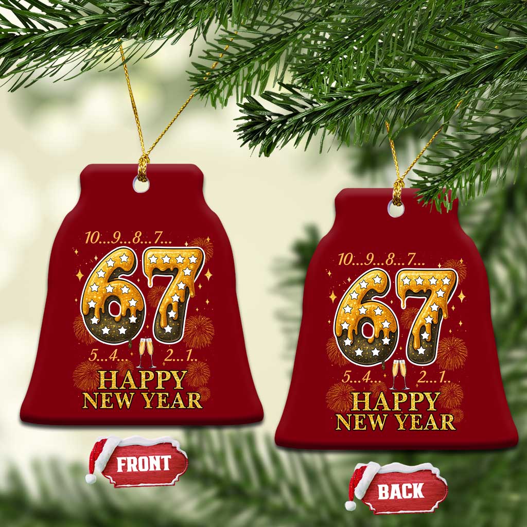 Funny 67 New Years Eve Ceramic Ornament Countdown New Year Party 2026 Six Seven Meme - Wonder Print Shop