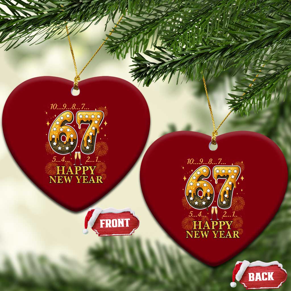 Funny 67 New Years Eve Ceramic Ornament Countdown New Year Party 2026 Six Seven Meme - Wonder Print Shop