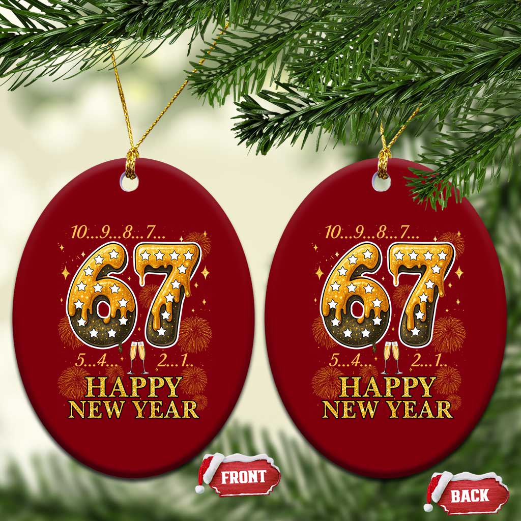 Funny 67 New Years Eve Ceramic Ornament Countdown New Year Party 2026 Six Seven Meme - Wonder Print Shop