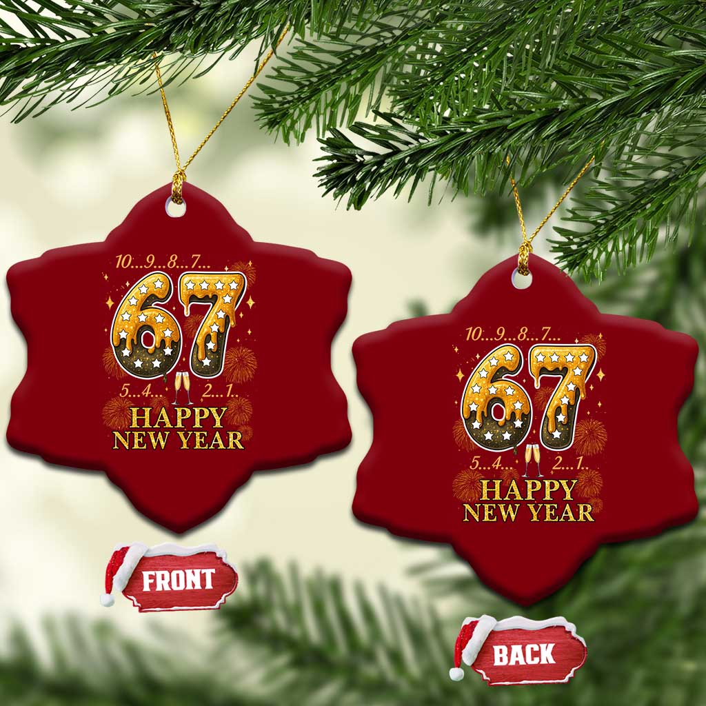 Funny 67 New Years Eve Ceramic Ornament Countdown New Year Party 2026 Six Seven Meme - Wonder Print Shop