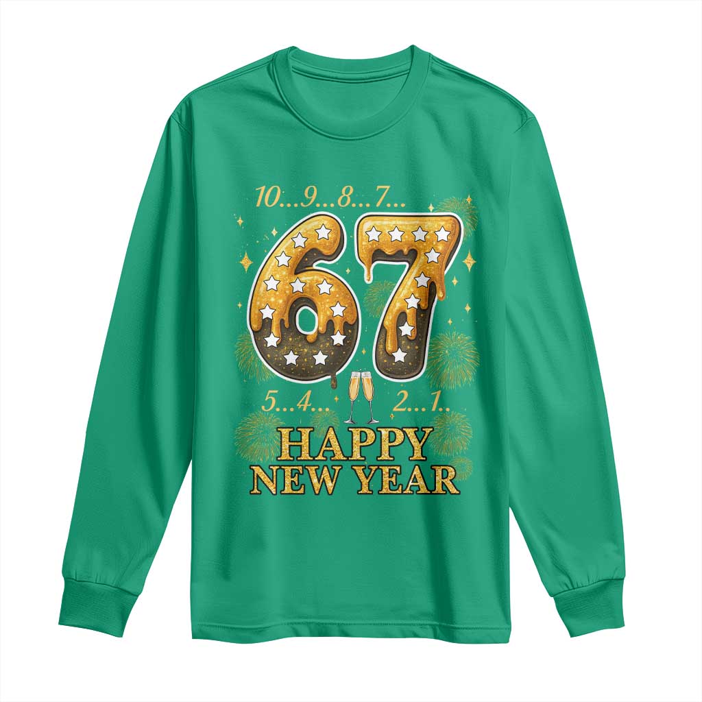 Funny 67 New Years Eve Long Sleeve Shirt Countdown New Year Party 2026 Six Seven Meme - Wonder Print Shop
