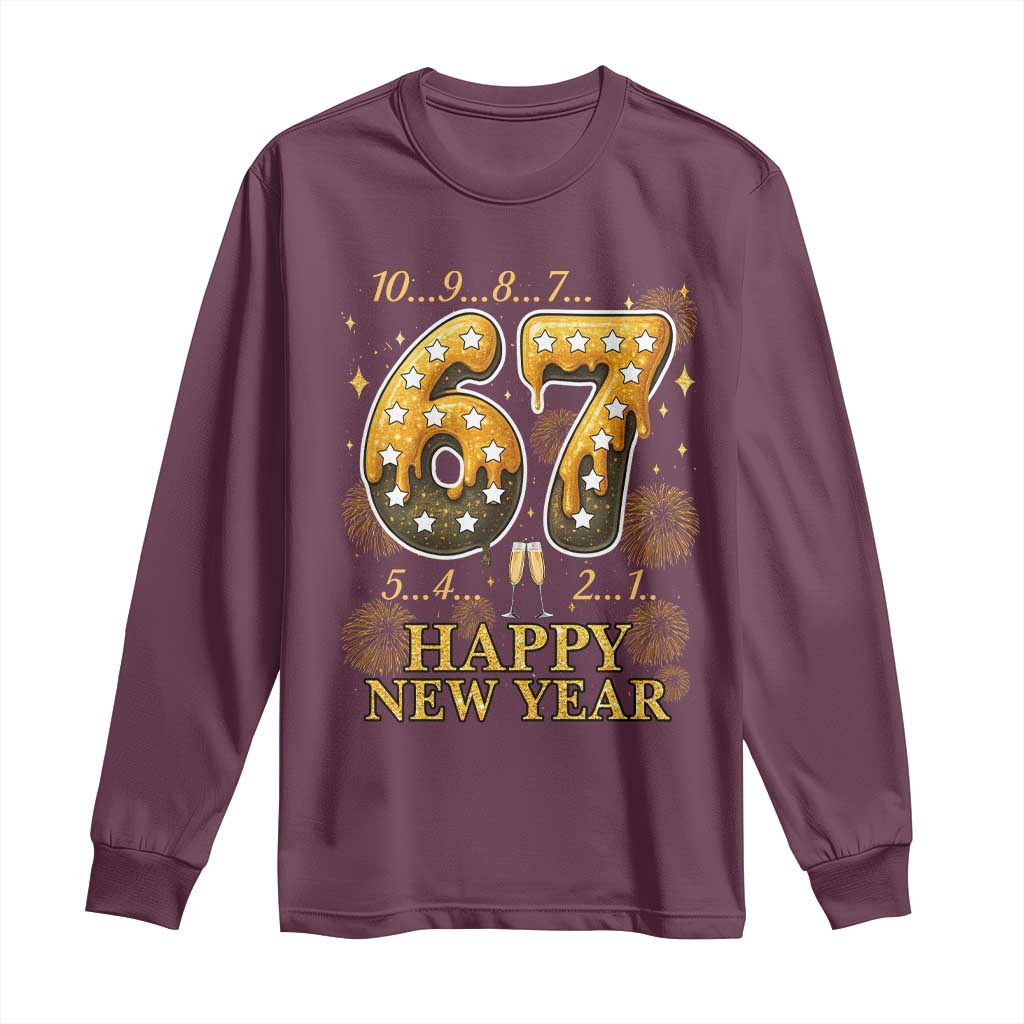 Funny 67 New Years Eve Long Sleeve Shirt Countdown New Year Party 2026 Six Seven Meme - Wonder Print Shop