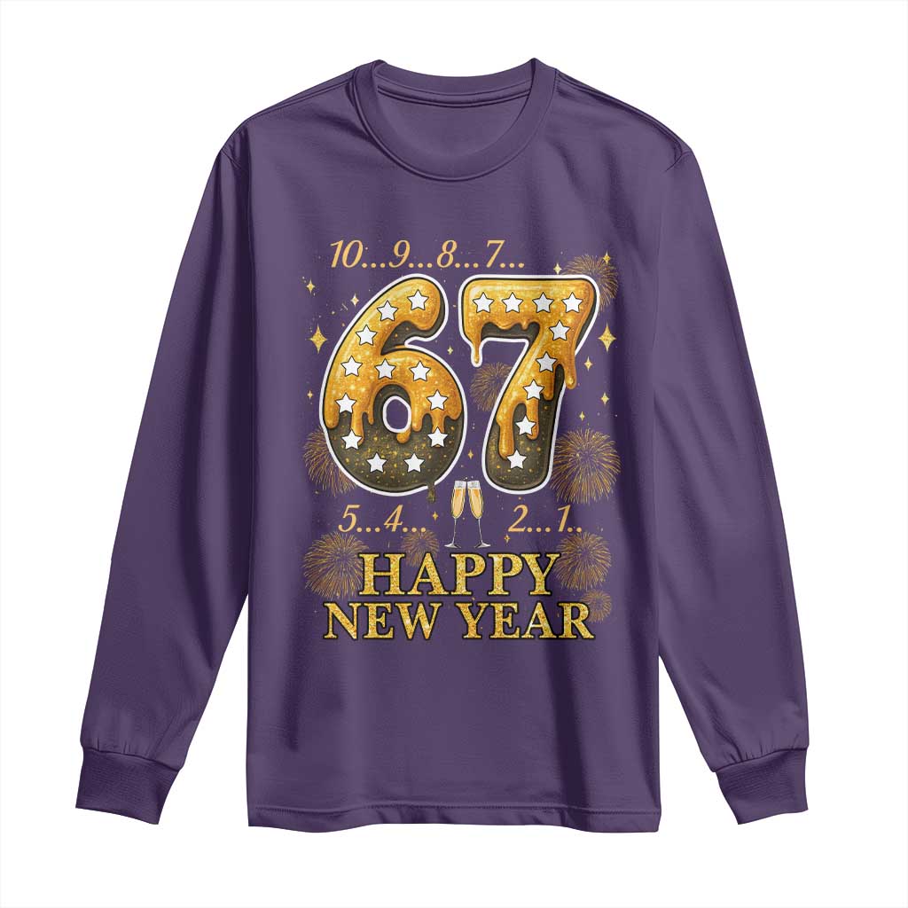 Funny 67 New Years Eve Long Sleeve Shirt Countdown New Year Party 2026 Six Seven Meme - Wonder Print Shop