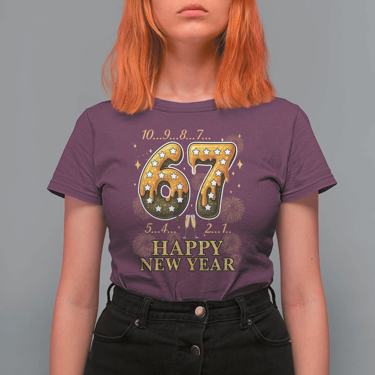 Funny 67 New Years Eve T Shirt For Women Countdown New Year Party 2026 Six Seven Meme - Wonder Print Shop