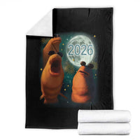Funny Marcus The Worm New Year Throw Blanket Happy New Year 2026 Moon NYE Party - Wonder Print Shop