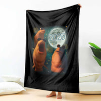 Funny Marcus The Worm New Year Throw Blanket Happy New Year 2026 Moon NYE Party - Wonder Print Shop