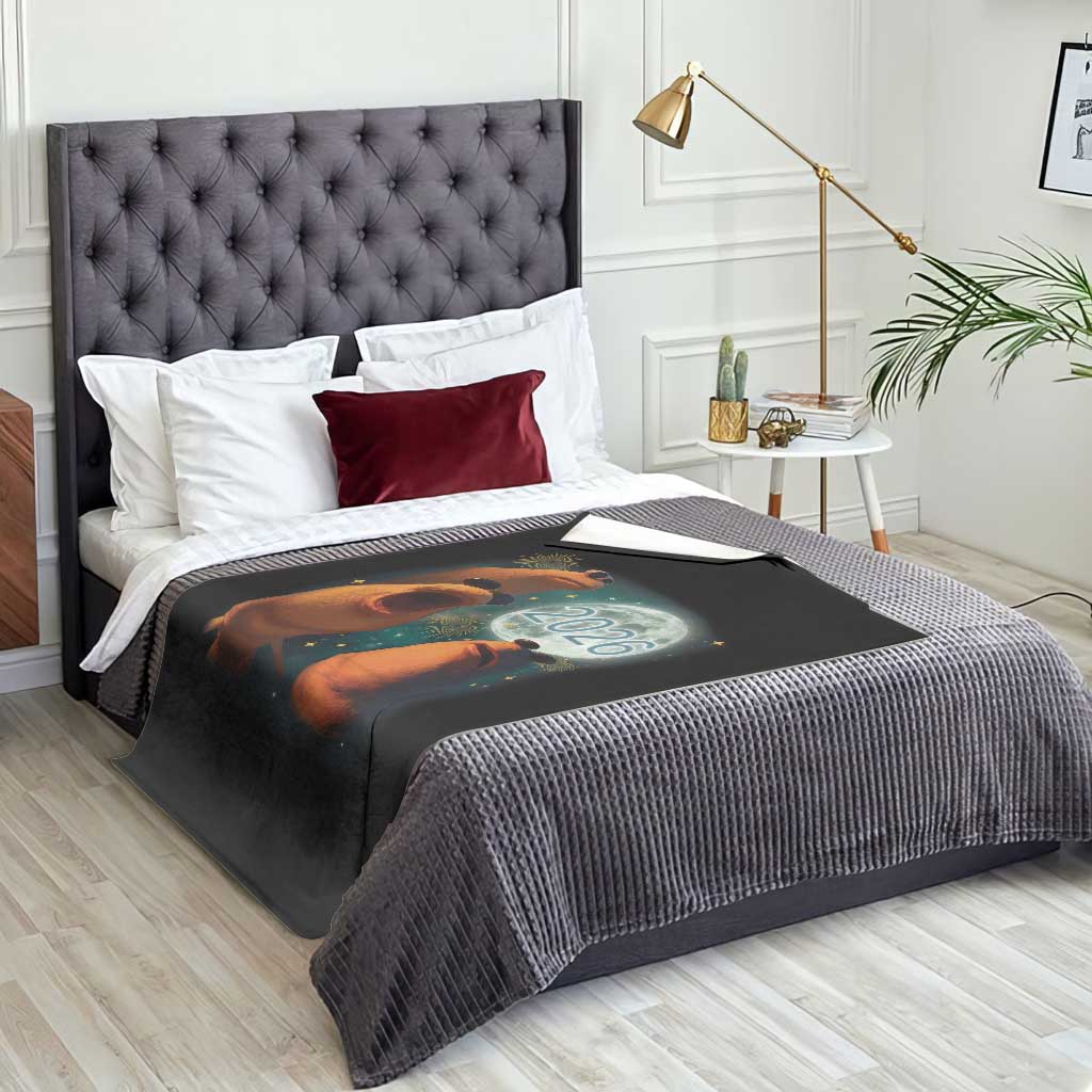 Funny Marcus The Worm New Year Throw Blanket Happy New Year 2026 Moon NYE Party - Wonder Print Shop