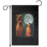 Funny Marcus The Worm New Year Garden Flag Happy New Year 2026 Moon NYE Party - Wonder Print Shop