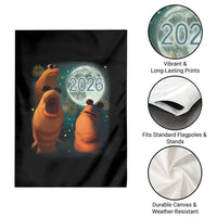 Funny Marcus The Worm New Year Garden Flag Happy New Year 2026 Moon NYE Party - Wonder Print Shop