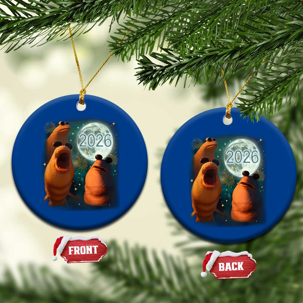 Funny Marcus The Worm New Year Ceramic Ornament Happy New Year 2026 Moon NYE Party - Wonder Print Shop