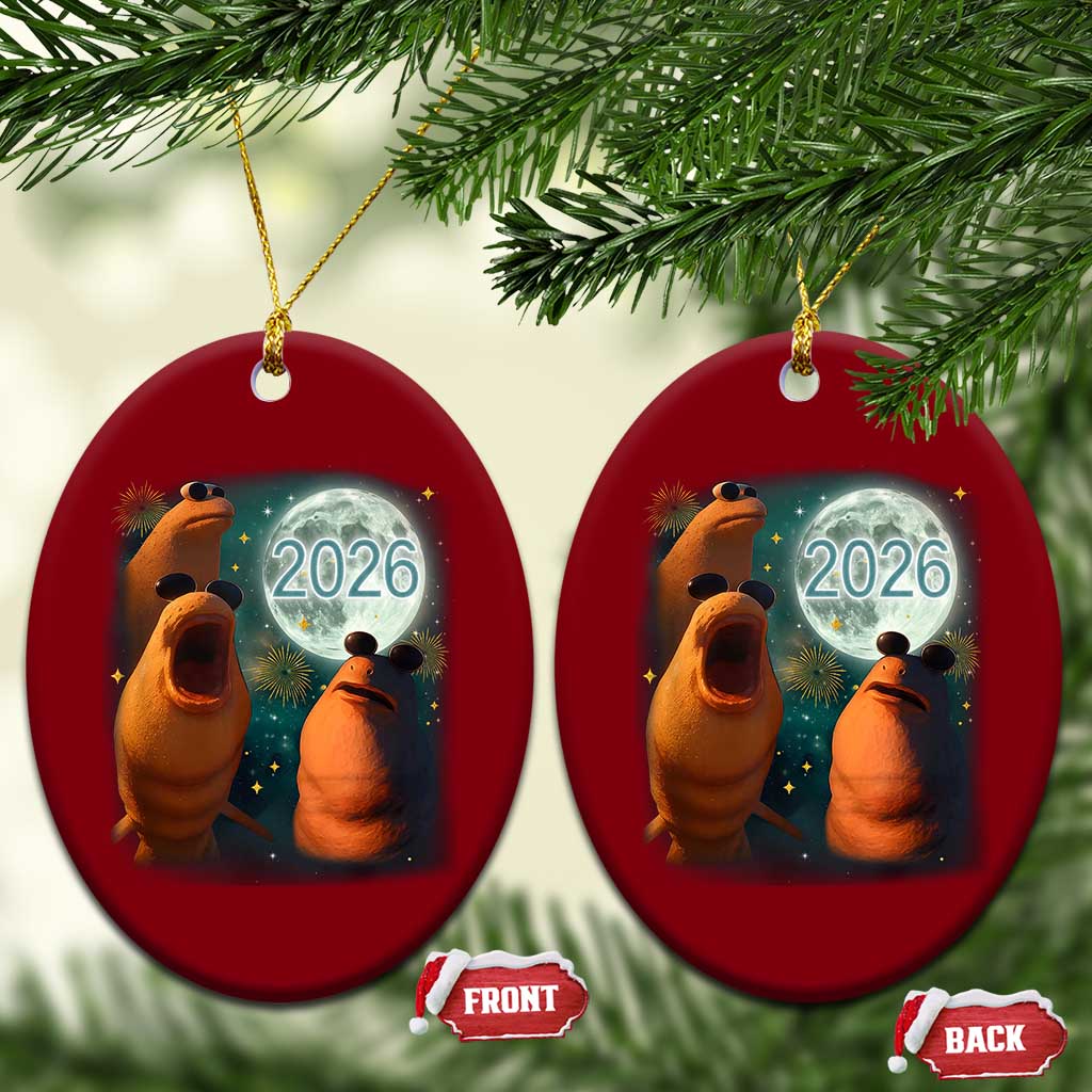 Funny Marcus The Worm New Year Ceramic Ornament Happy New Year 2026 Moon NYE Party - Wonder Print Shop