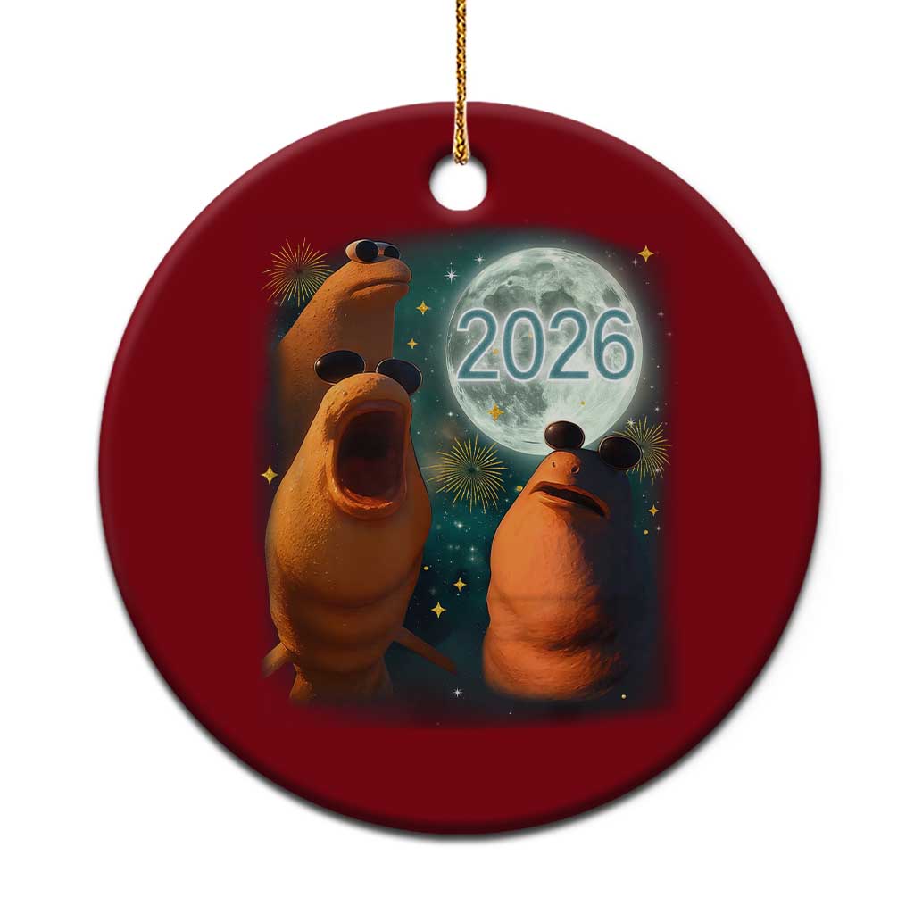 Funny Marcus The Worm New Year Ceramic Ornament Happy New Year 2026 Moon NYE Party - Wonder Print Shop