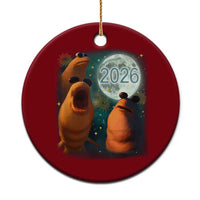 Funny Marcus The Worm New Year Ceramic Ornament Happy New Year 2026 Moon NYE Party - Wonder Print Shop