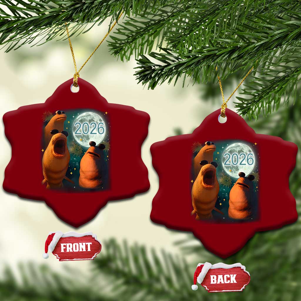 Funny Marcus The Worm New Year Ceramic Ornament Happy New Year 2026 Moon NYE Party - Wonder Print Shop