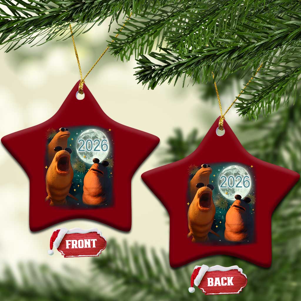 Funny Marcus The Worm New Year Ceramic Ornament Happy New Year 2026 Moon NYE Party - Wonder Print Shop
