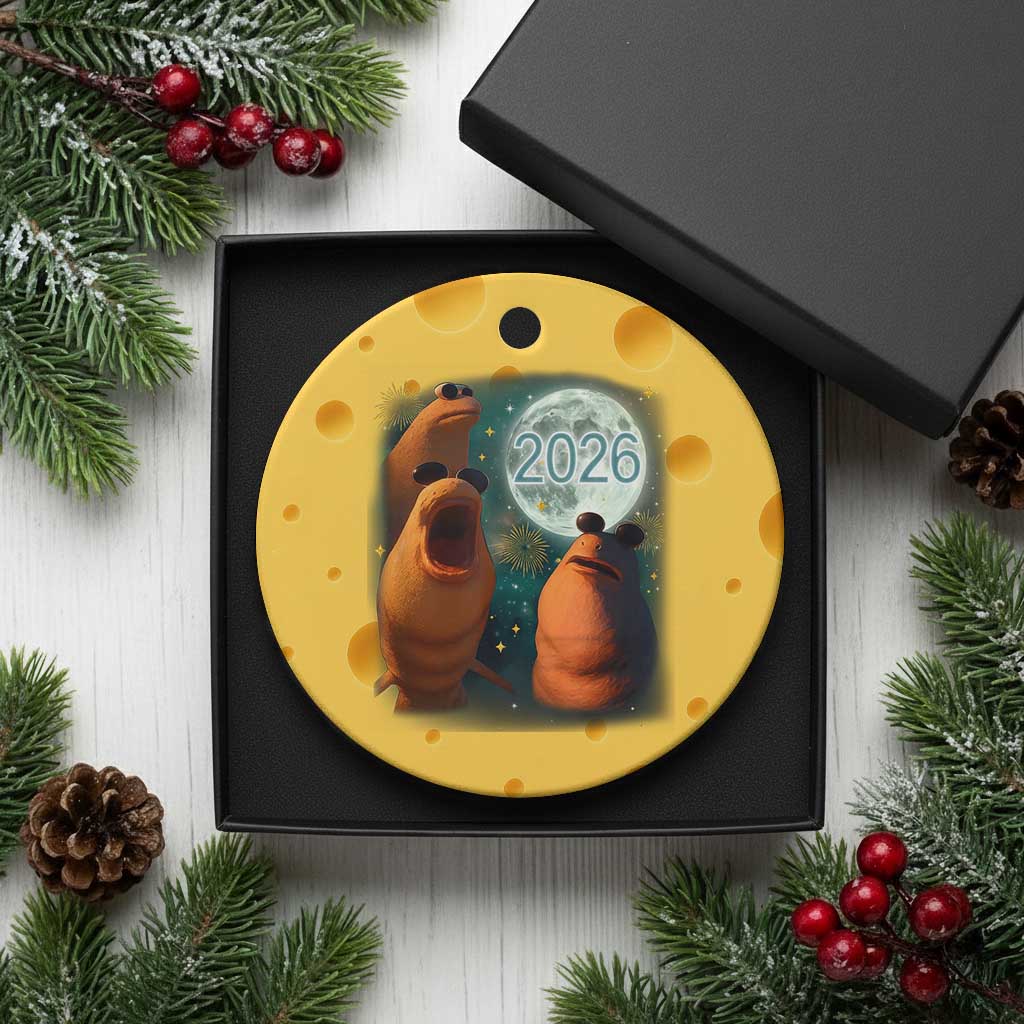 Funny Marcus The Worm New Year Ceramic Ornament Happy New Year 2026 Moon NYE Party - Wonder Print Shop